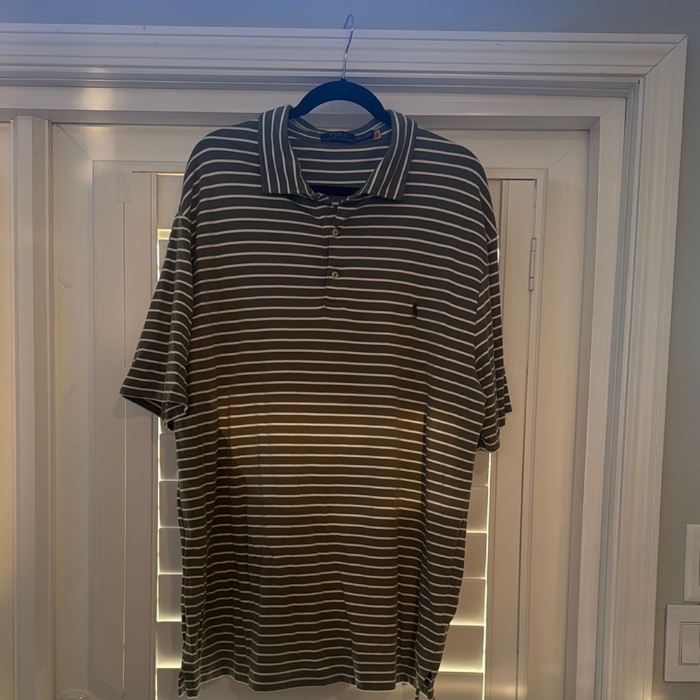 Striped Polo by Ralph Lauren Shirt - Green and White